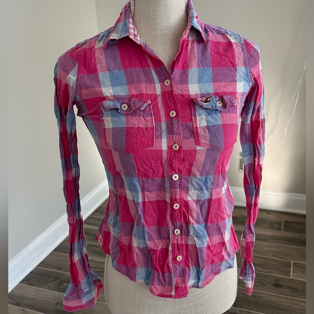 Hollister Pink and Blue Checkered Shirt - Picture 1 of 6